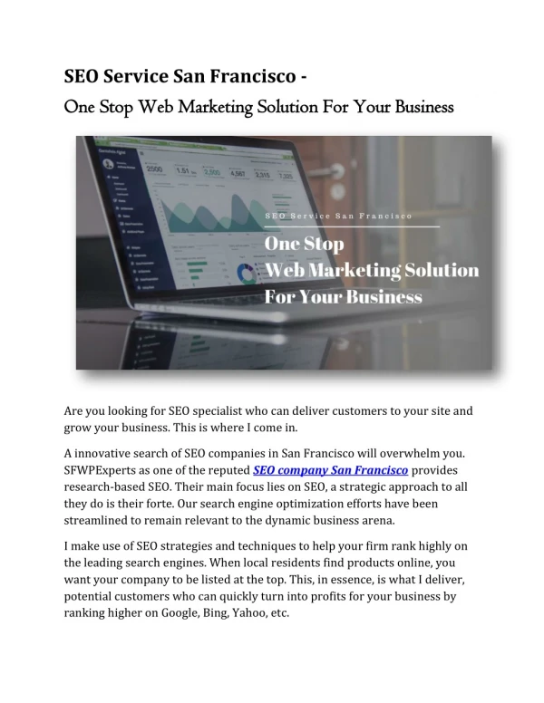 seo service san francisco one stop web marketing
