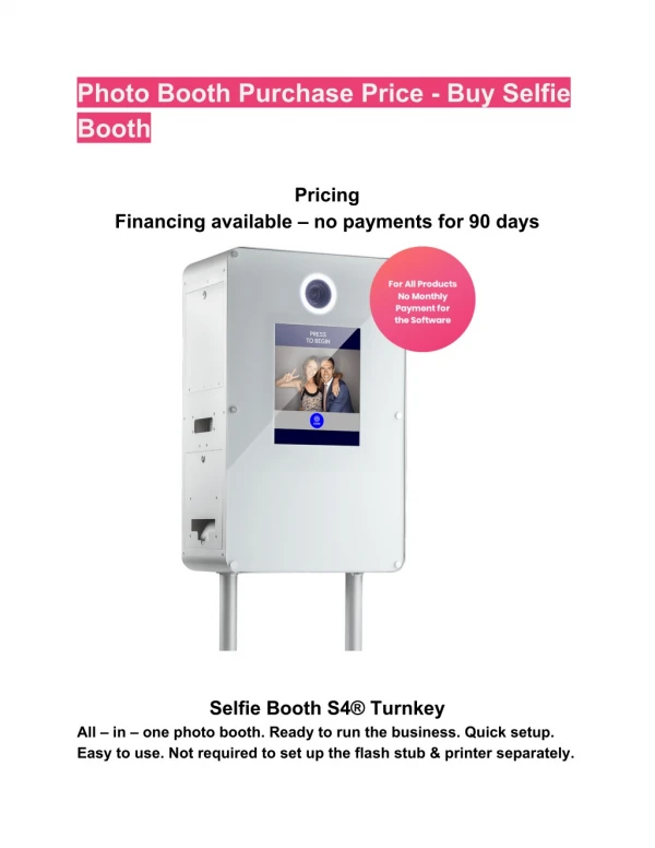 Photo Booth Purchase Price - Buy Selfie Booth