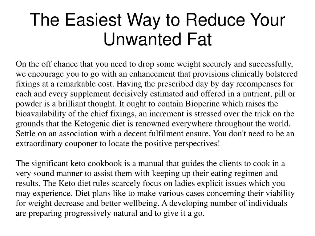 the easiest way to reduce your unwanted fat