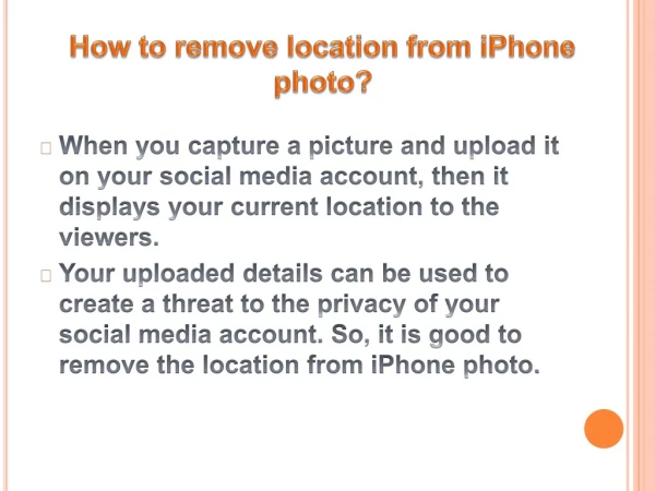 How to remove location from iPhone photo?