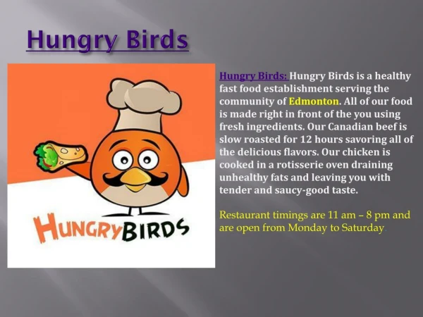 Best Chicken in Hungry Birds Edmonton