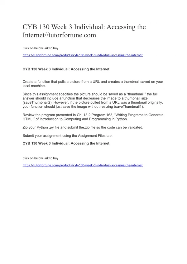 CYB 130 Week 3 Individual: Accessing the Internet//tutorfortune.com