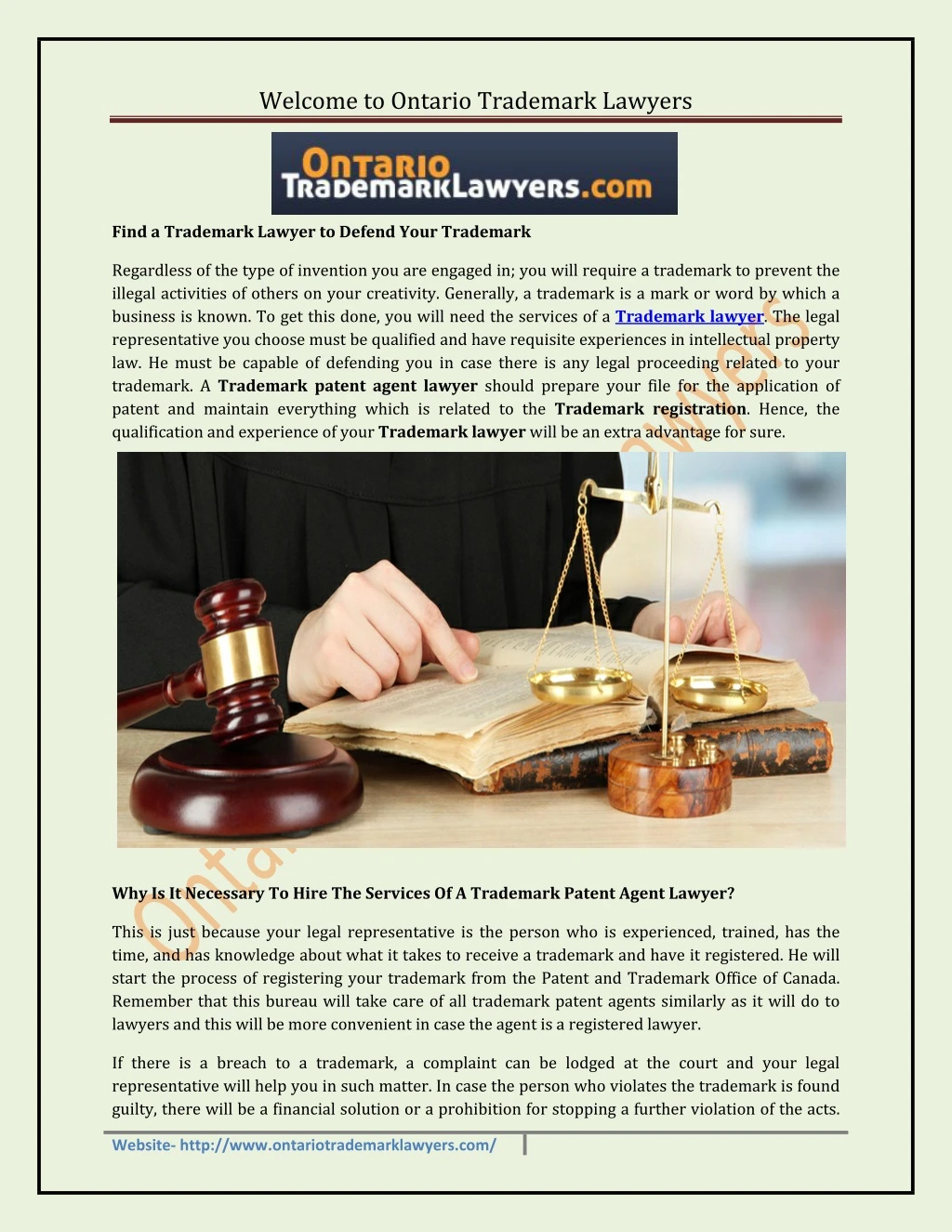 welcome to ontario trademark lawyers