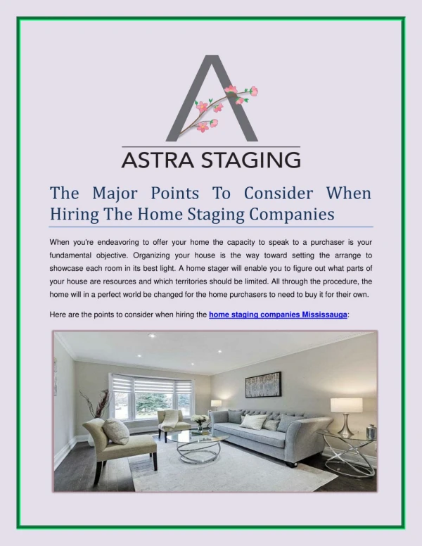 The Major Points To Consider When Hiring The Home Staging Companies