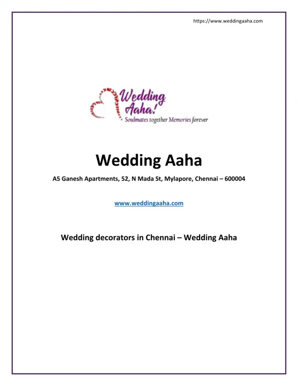 wedding decorators in Chennai–Wedding Aaha
