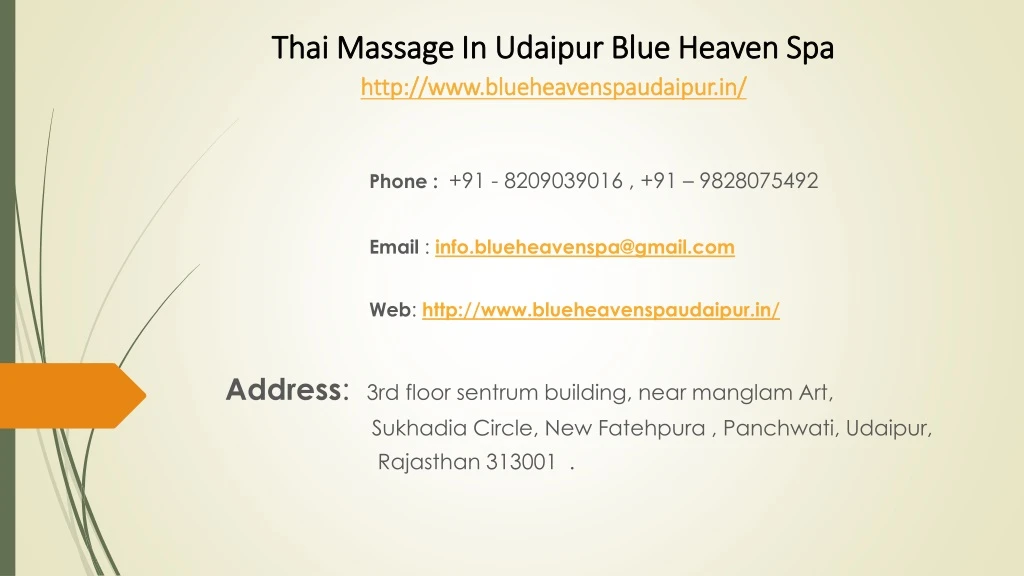 thai massage in udaipur blue heaven spa http