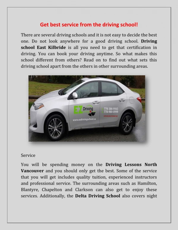 Get best service from the driving school!