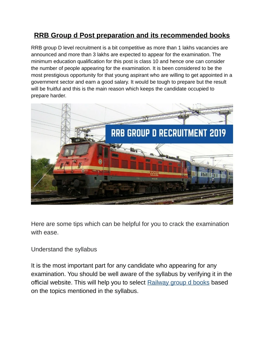 rrb group d post preparation and its recommended