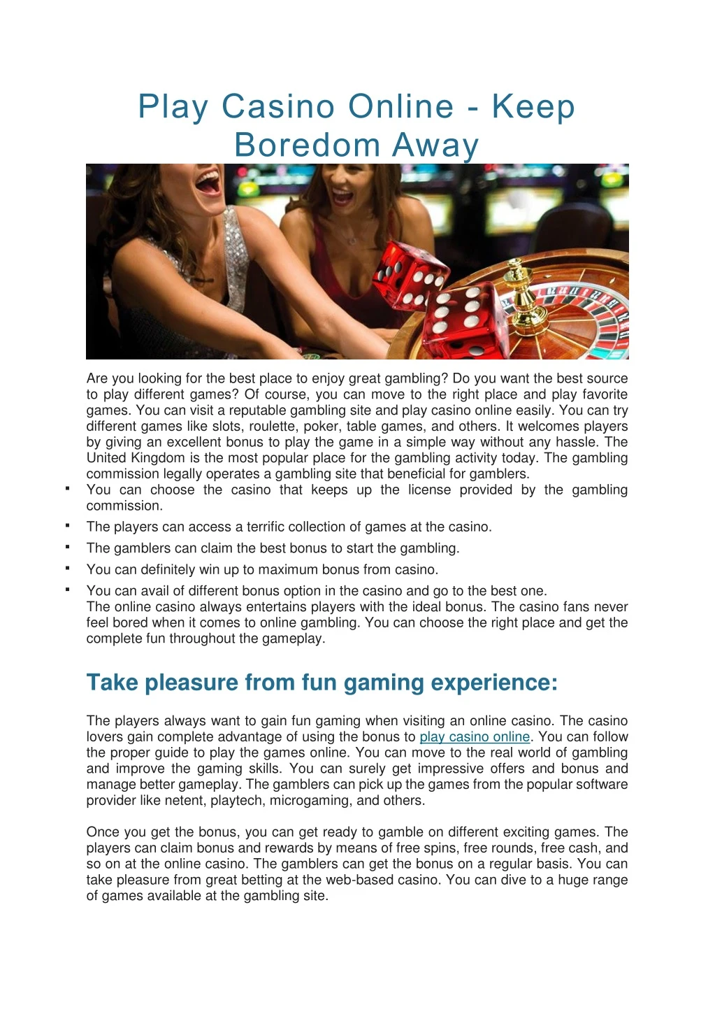 play casino online keep boredom away