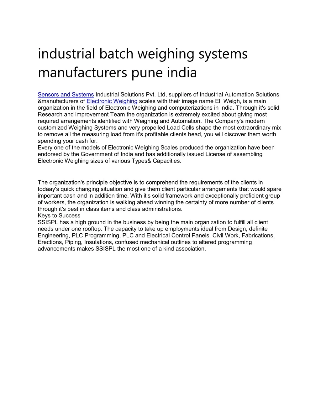 industrial batch weighing systems manufacturers
