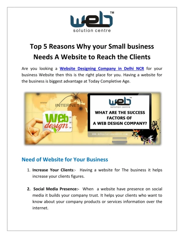 Top 5 Reasons Why your Small business Needs A Website to Reach the Clients