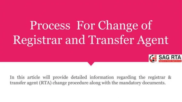 Find Easy Tips For Change of Registrar and Transfer Agent