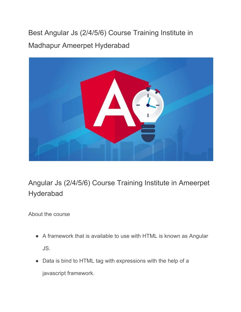 best angular js 2 4 5 6 course training institute