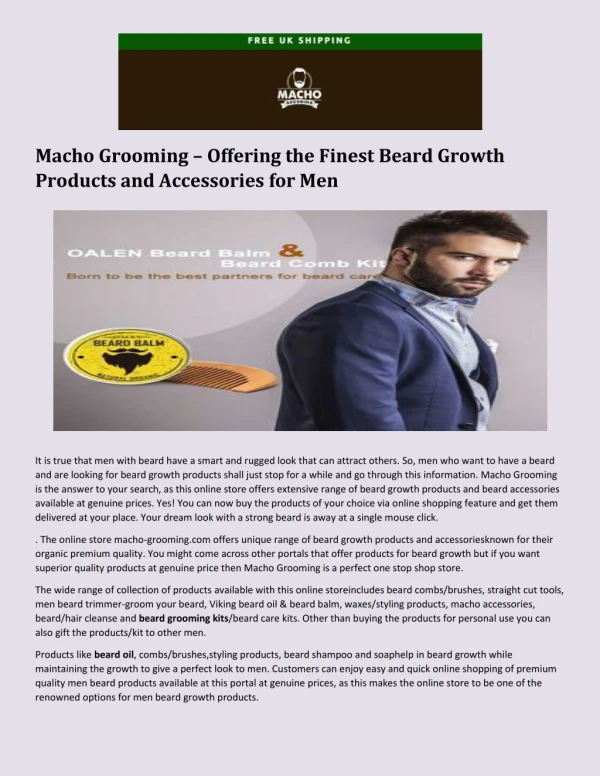 Offering the Finest Beard Growth Products and Accessories for Men