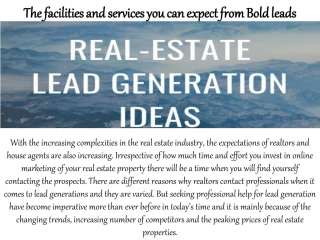 The facilities and services you can expect from Bold leads - slide 1