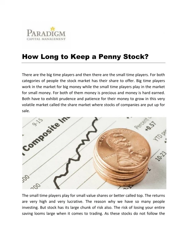 How Long to Keep a Penny Stock?