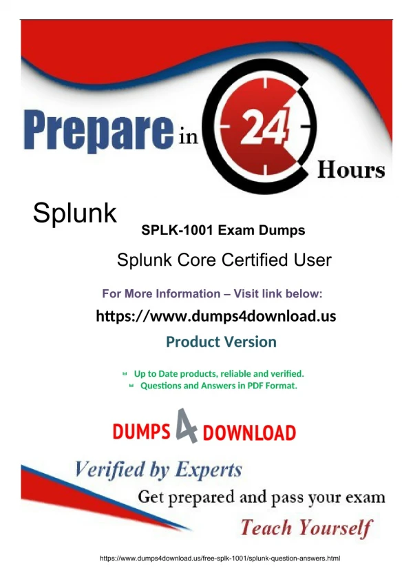Splunk SPLK-1001 Question Answers - Valid Splunk SPLK-1001 Dumps PDF Dumps4Download.us
