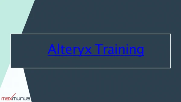 Alteryx Training | Alteryx Online Training | Alteryx Corporate Training