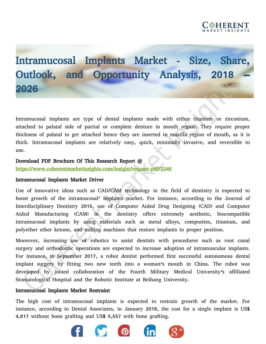 intramucosal implants market size share