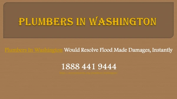 Plumbers In Washington Would Resolve Flood Made Damages, Instantly