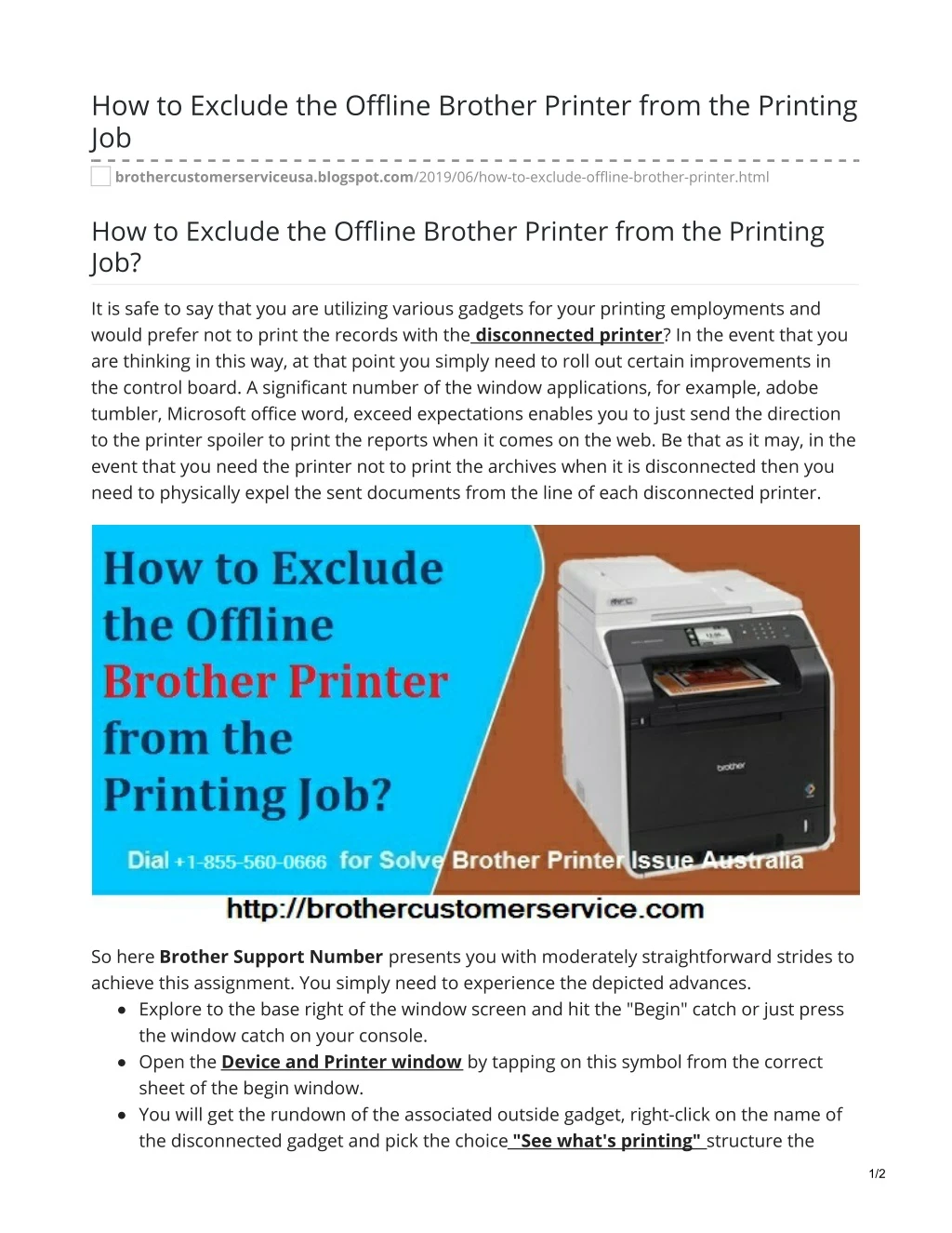 how to exclude the offline brother printer from