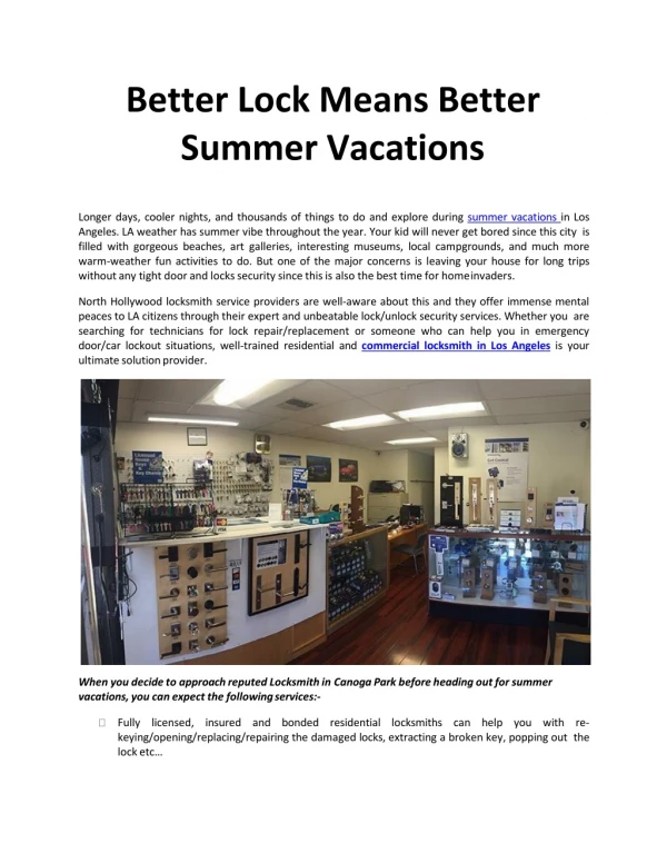 Better Lock Means Better Summer Vacations