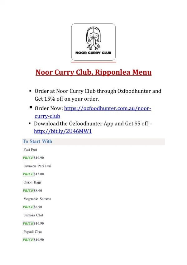 25% Off -Noor Curry Club-Ripponlea - Order Food Online
