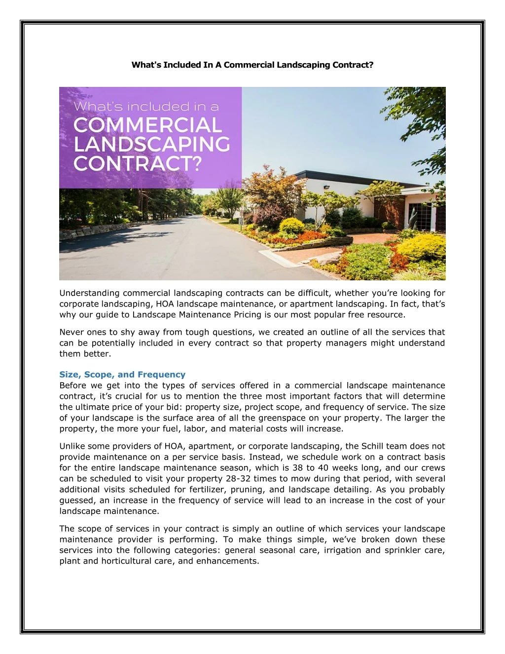 what s included in a commercial landscaping