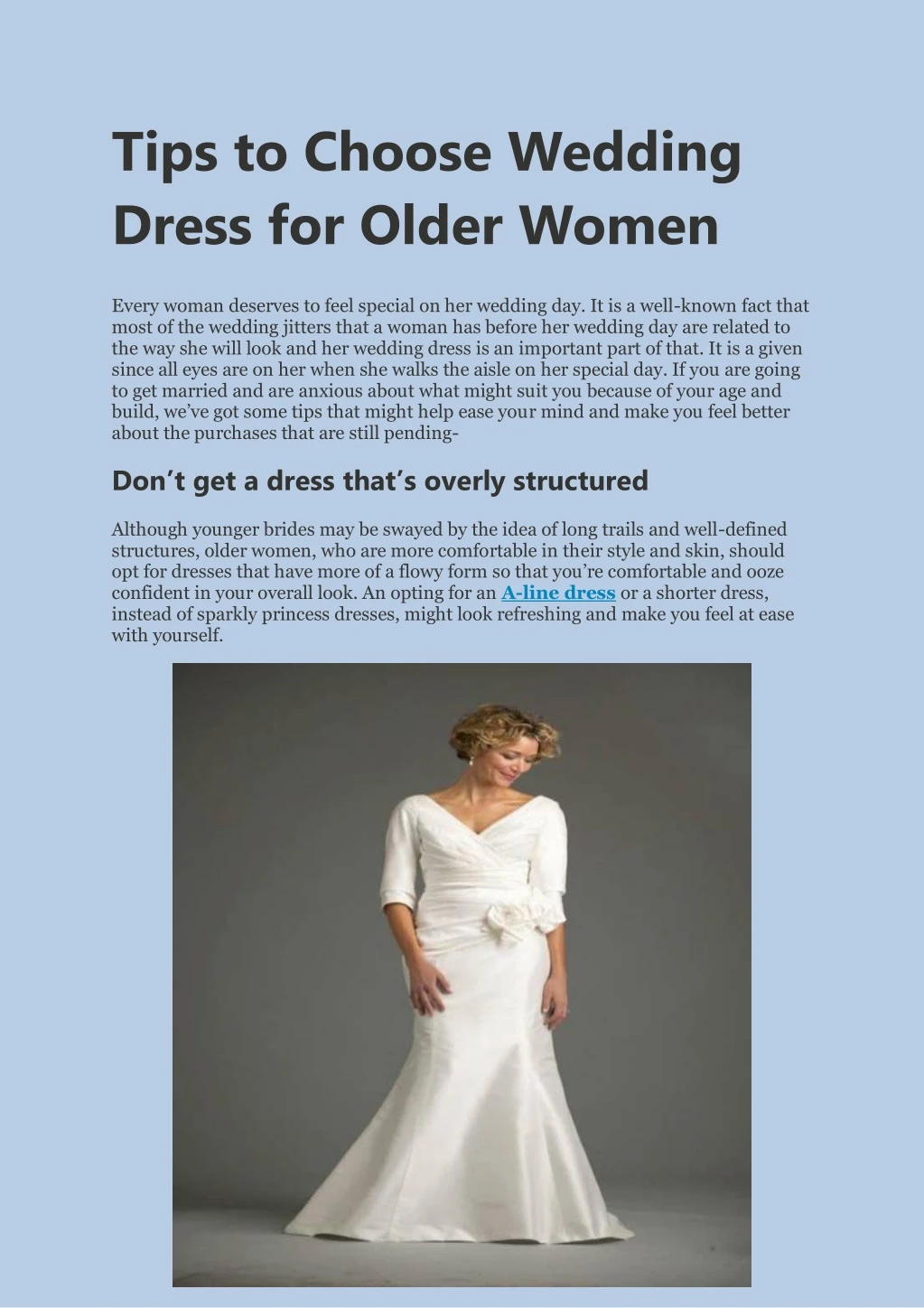 tips to choose wedding dress for older women