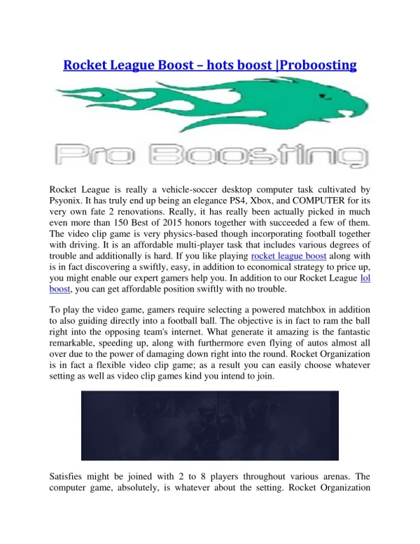Rocket League Boost – hots boost |Proboosting