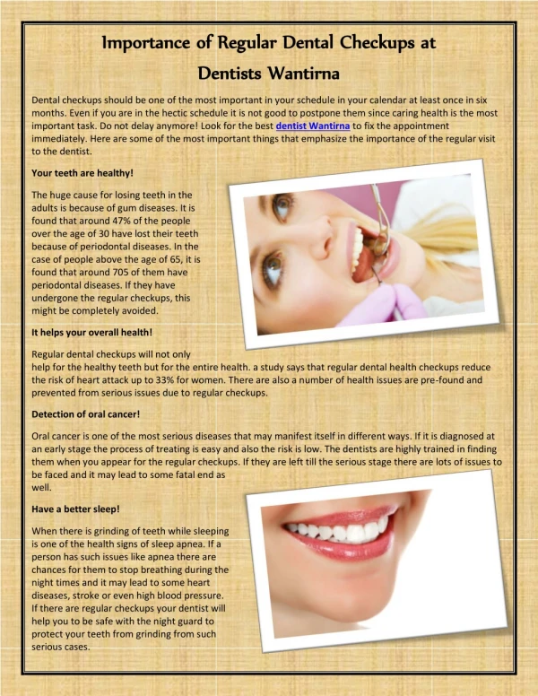 Importance of regular dental checkups at dentists Wantirna