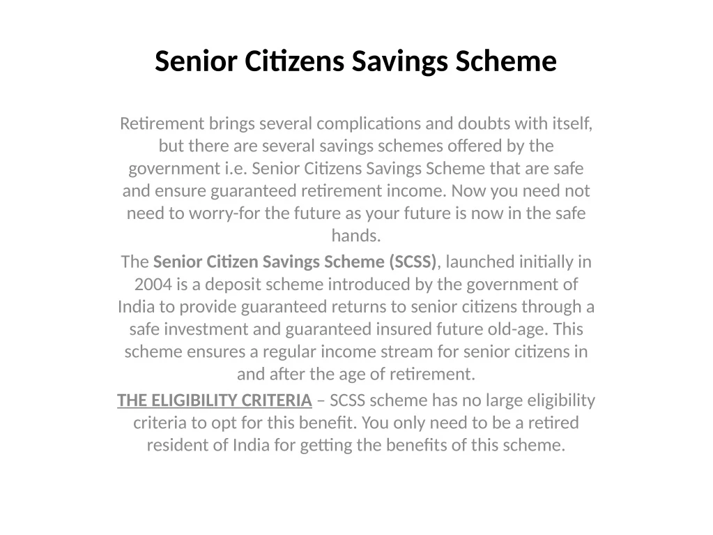 senior citienn savingn scheme