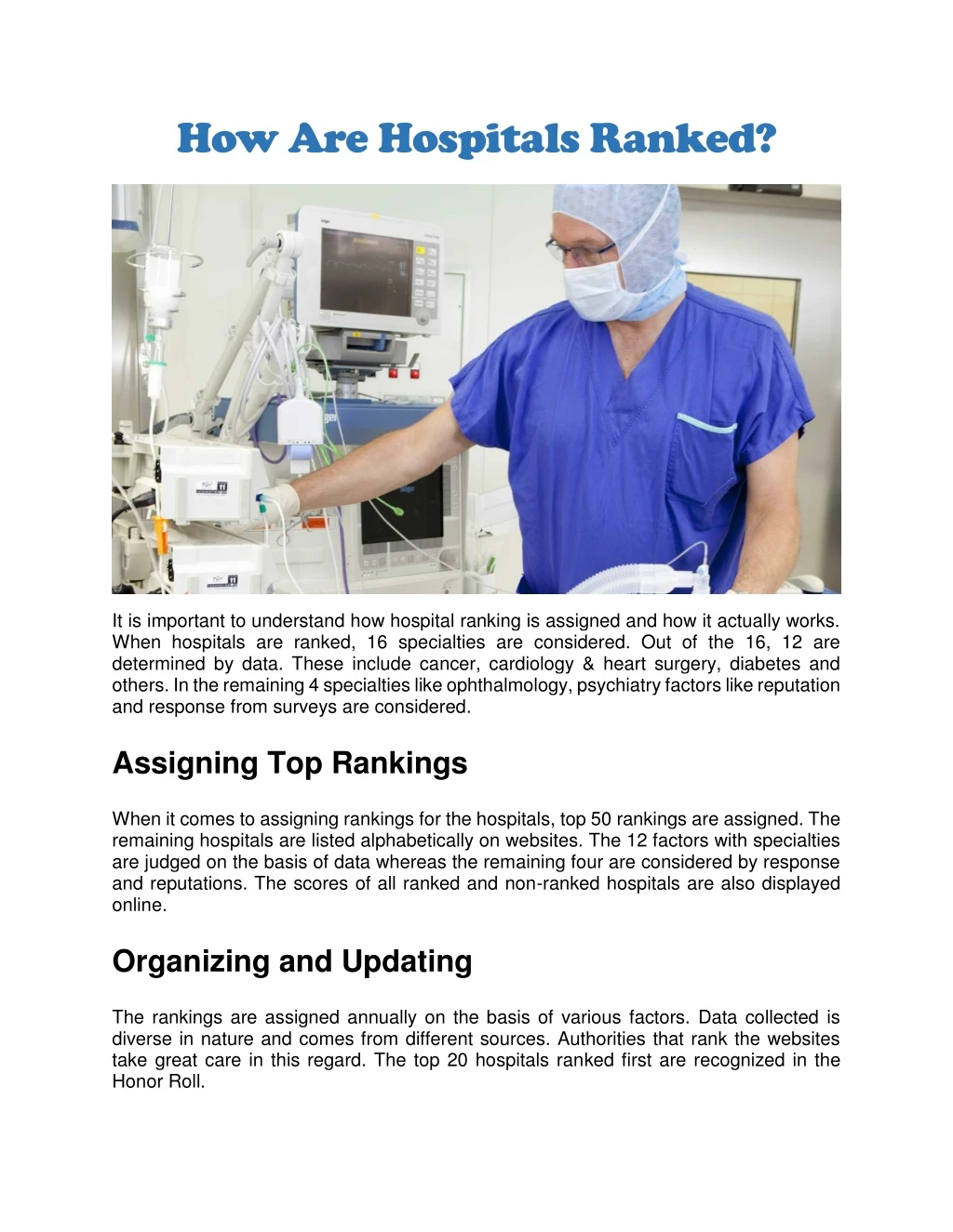 how are hospitals ranked
