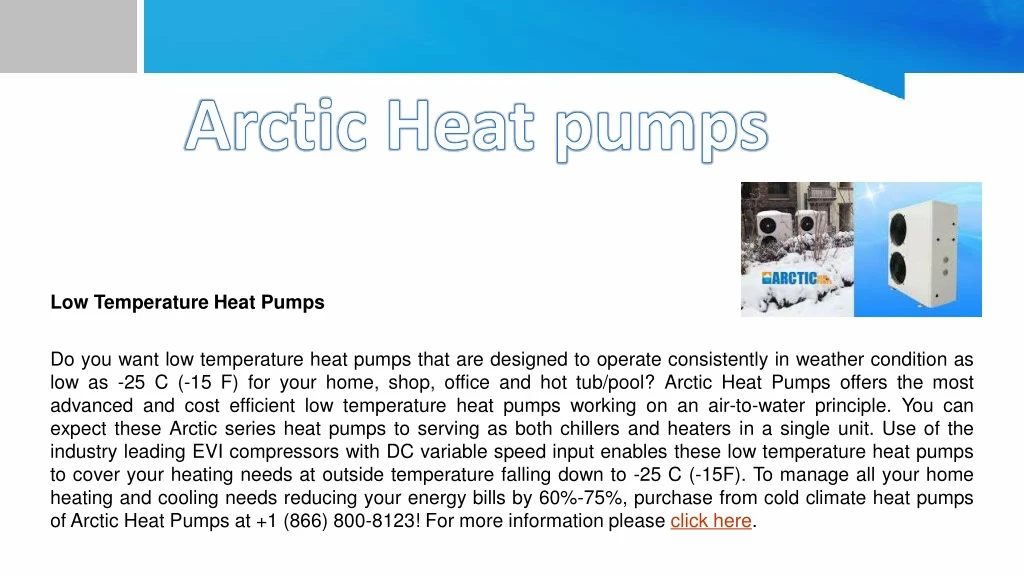 low temperature heat pumps