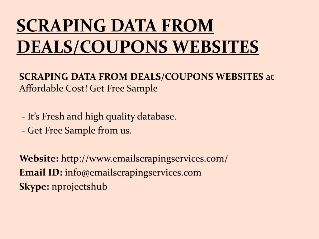 scraping data from deals coupons websites