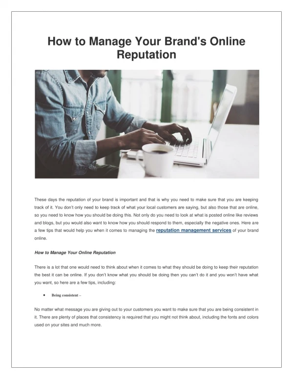 How to Manage Your Brand's Online Reputation