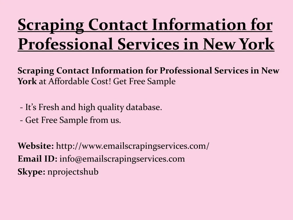 scraping contact information for professional services in new york