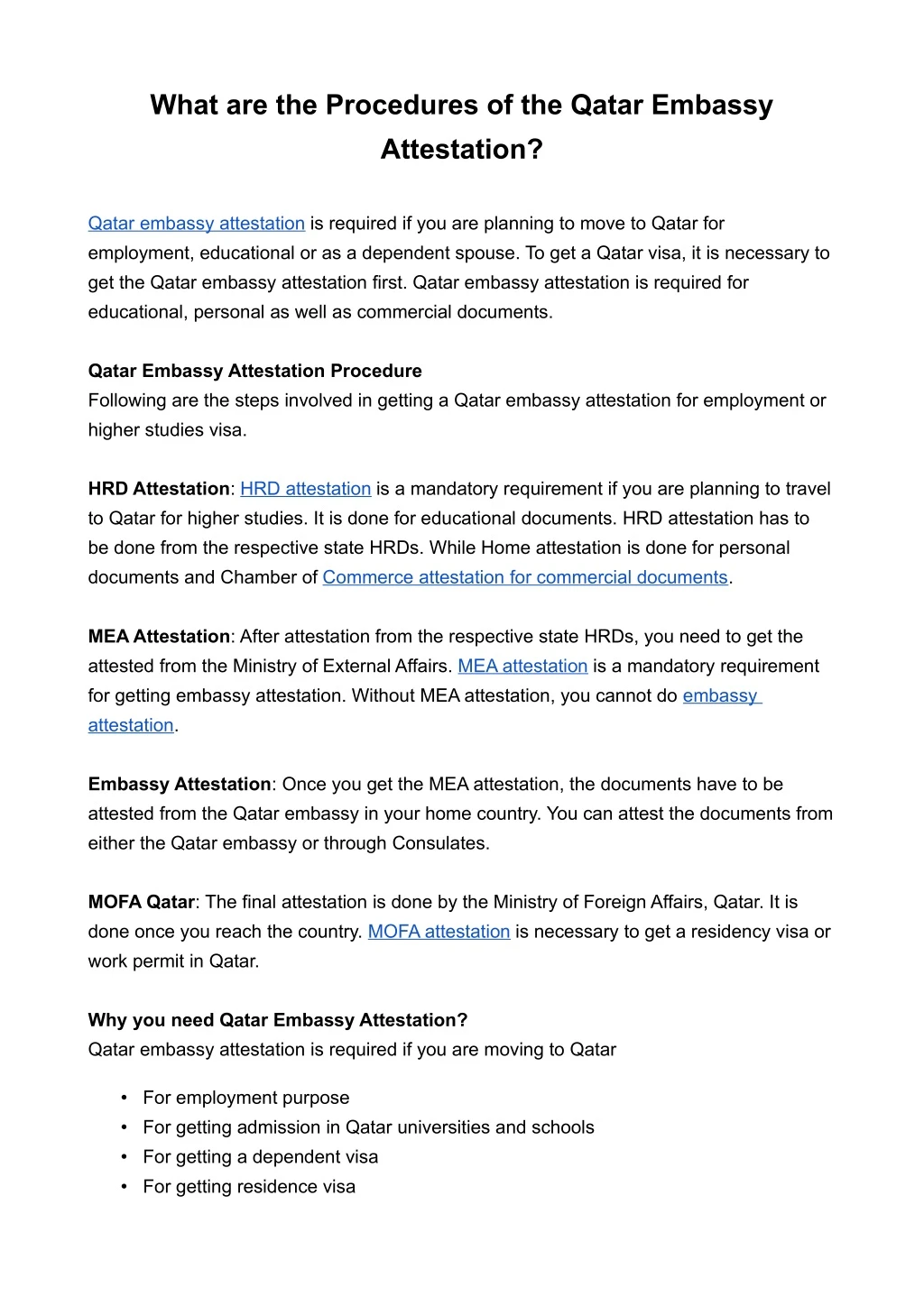 what are the procedures of the qatar embassy