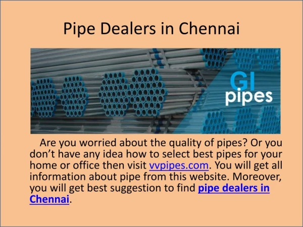 pipe dealers in Chennai