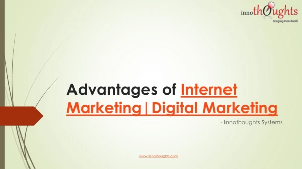 Benefits and methodologies of internet | digital marketing | Innothoughts