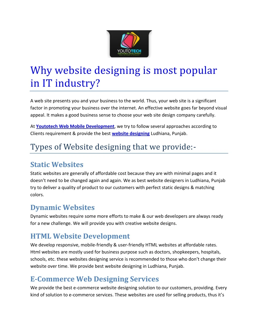 why website designing is most popular