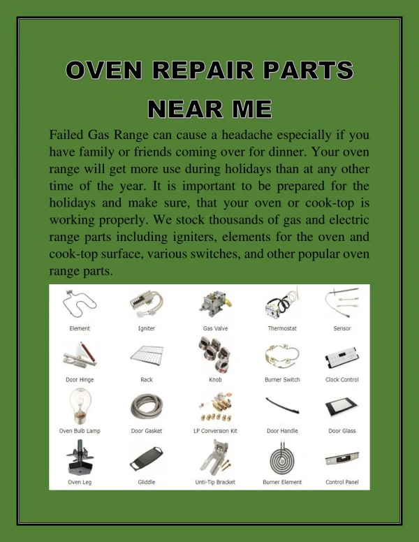 Oven Repair Parts Near Me