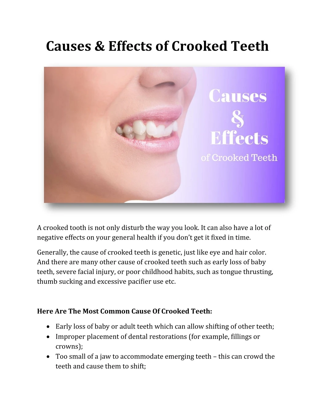 causes effects of crooked teeth
