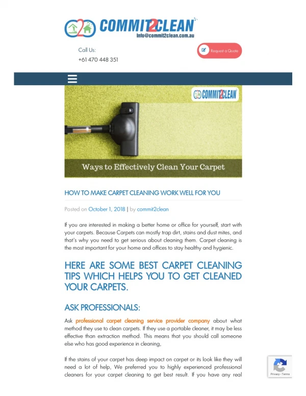 How to make Carpet Cleaning Work Well For You - Commit2clean