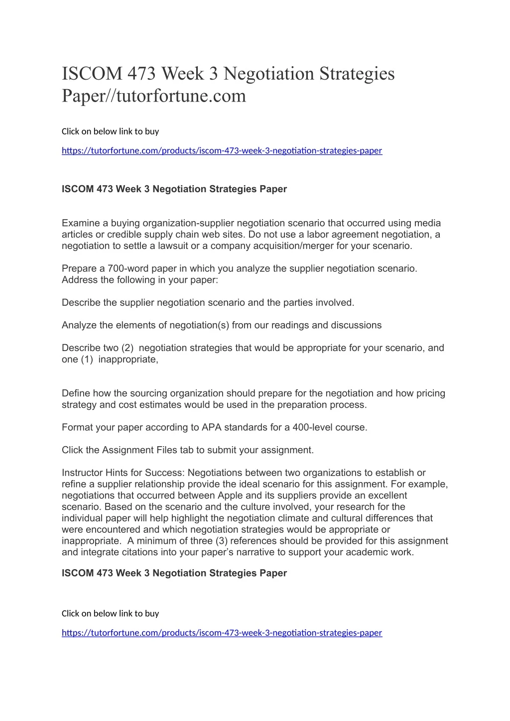 iscom 473 week 3 negotiation strategies paper