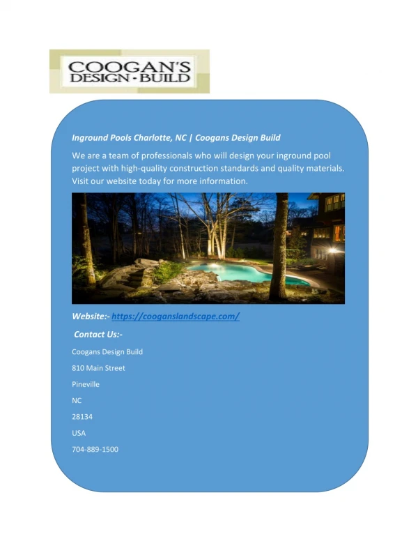 Inground Pools Charlotte, NC | Coogans Design Build