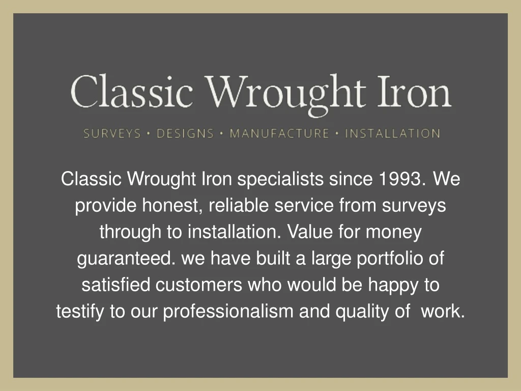 classic wrought iron specialists since 1993