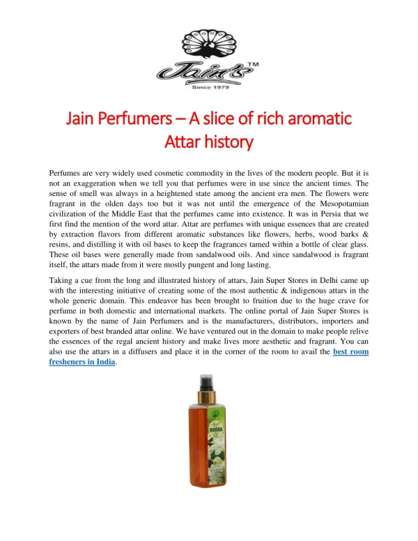 Jain Perfumers – A slice of rich aromatic Attar history