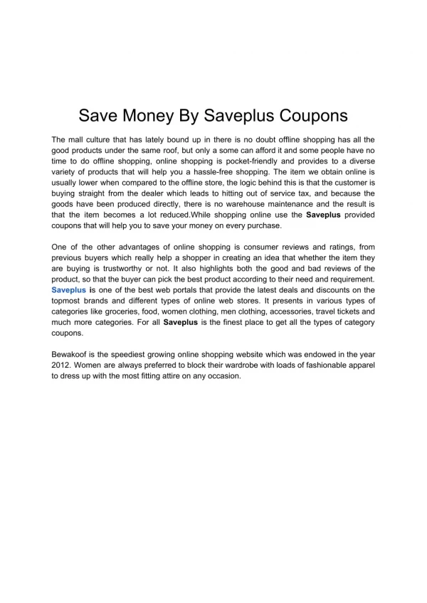 Save Money By Saveplus Coupons