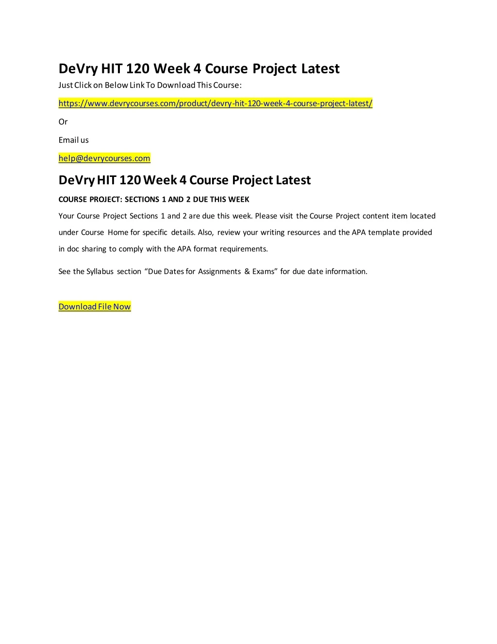 devry hit 120 week 4 course project latest just